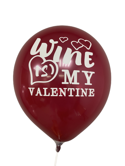 Шары с приколами Wine is my Valentine, воздушные в гелием, 30 см