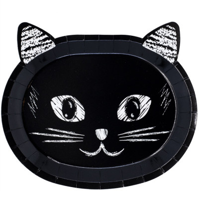 Тарелки фигурные Котики черные, 23 см, 6 шт
