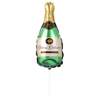 Шар на палочке Бутылкаа шампанского, мини-фигура из фольги, с воздухом    