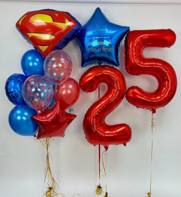 Композиция из шаров парню на 25 лет "Супермен"
