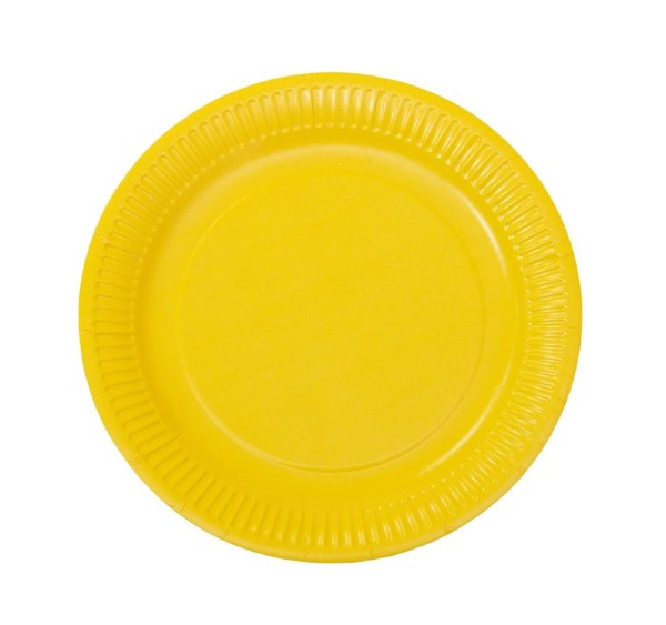 Тарелка бумажная одноразовая желтая, 17см 8шт