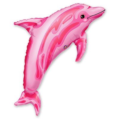 Дельфин розовый, фольгированный шар с гелием, фигура