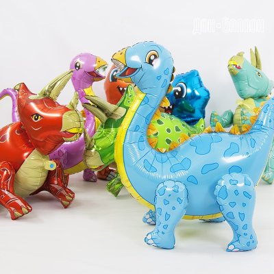 Динозавр Стегозавр голубой, надувной ходячий шар игрушка, 99 см  