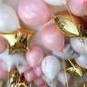Воздушные шары, сочетание (золото, розовый и белый), 30 см и 45 см, с гелием