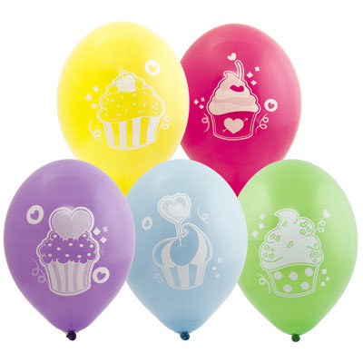 С днем рождения Кексы, воздушный шар с гелием, латексный 35 см