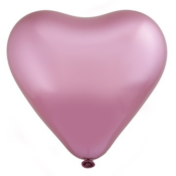 Шар латексный, сердце, хром, розовый, 30 см, с гелием