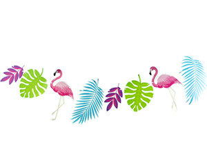 Гирлянда Фламинго, бумажная в виде фигурок, 300 см