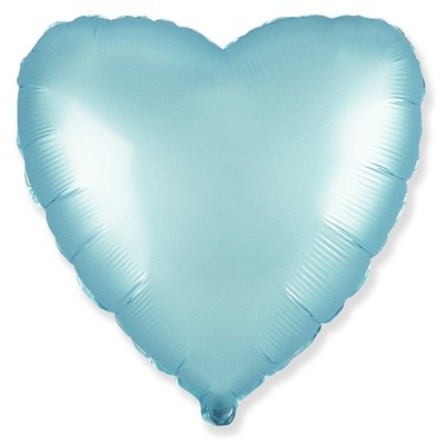 Фольгированный шар Голубое сердце сатин, 45 см, с гелием