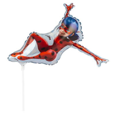 Шар на палочке Леди Баг, мини-фигура из фольги, с воздухом  