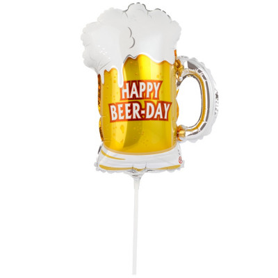 Шар на палочке Кружка пива, мини-фигура из фольги, с воздухом 