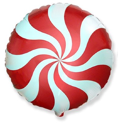 Леденец красный, фольгированный шар с гелием, круг 45 см