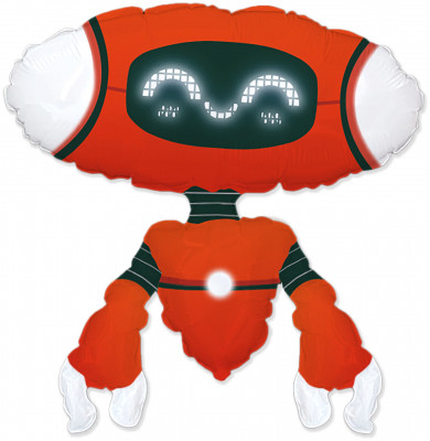 Робот красный, фольгированный шар с гелием, фигура