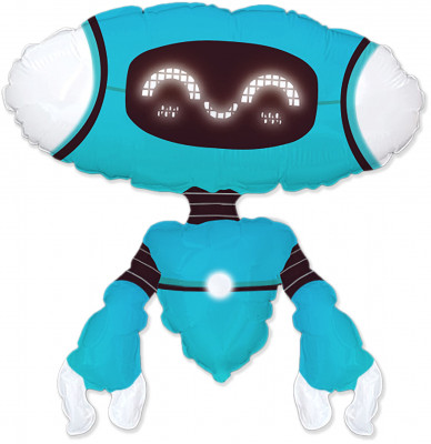 Робот синий, фольгированный шар с гелием, фигура 