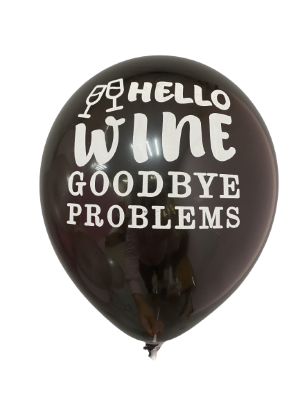 Шары с приколами Hello Wine, Goodbye Problems!, воздушные в гелием, 30 см