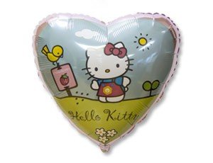 Hello Kitty (Хелло Китти) в саду фольгированный шар, сердце, 45 см