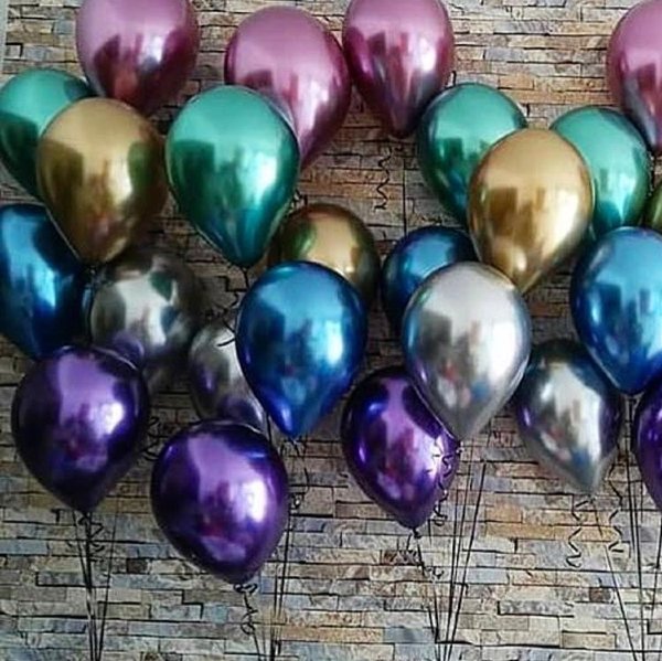 Воздушные шары Хром ассорти, латексные шары с гелием, 30 см