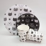 Тарелки бумажные с котиками  Хэппи Мяу, Черный/Белый, 6 шт, 18 см