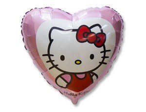 Hello Kitty (Хелло Китти) в сердце, фольгированный шар 45 см, сердце