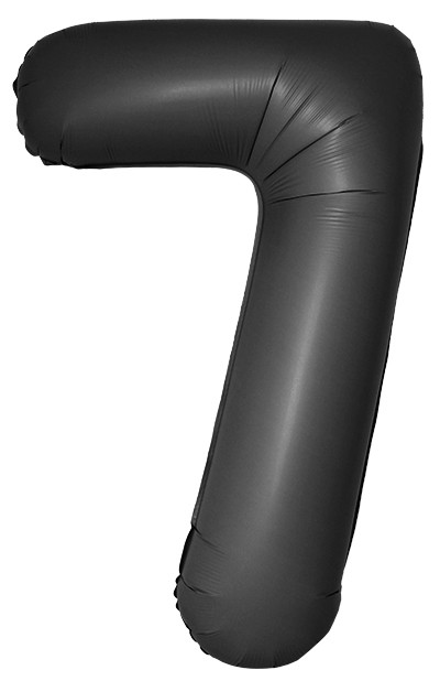 Шар из фольги цифра 7 черная матовая, slim (тонкая), с гелием 