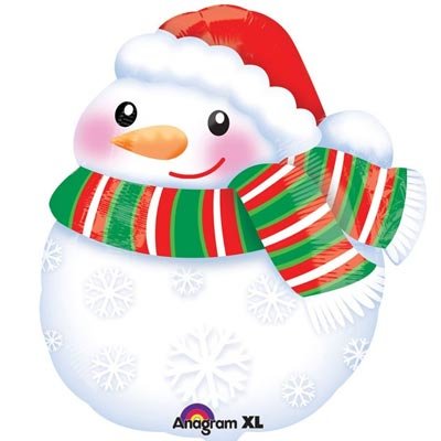 Снеговик в шарфе, фольгированный шар с гелием, фигура 45 см