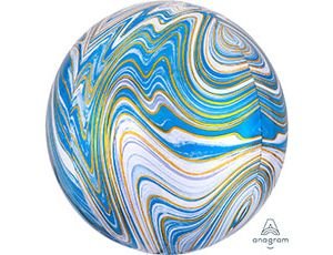 Сфера Голубой мрамор, фольгированный шар с гелием 16" (41 см)  