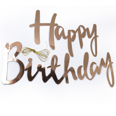 Гирлянда-буквы Happy birthday, изящный курсив, розовое золото, 200 см