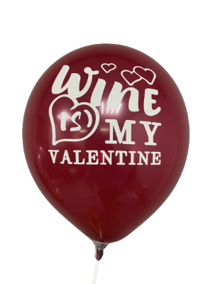 Шары с приколами Wine is my Valentine, воздушные в гелием, 30 см