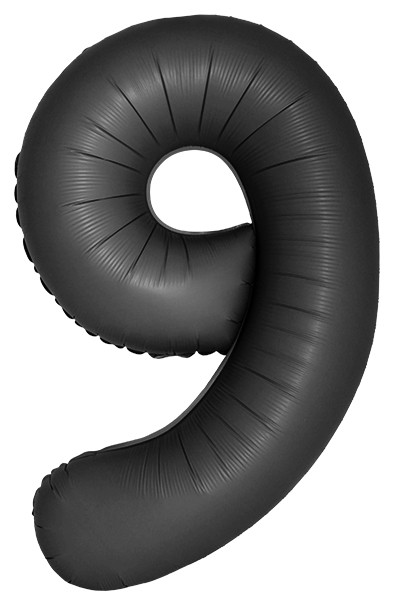 Шар из фольги цифра 9 черная матовая, slim (тонкая), с гелием  
