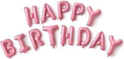 Набор шаров-букв Надпись "Happy Birthday" розовая, размер букв 41 см, с воздухом, не летает