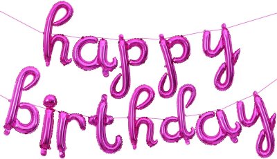 Набор шаров-букв  Надпись "Happy Birthday",цвет розовый курсив, размер букв 43 см, с воздухом, не летает 