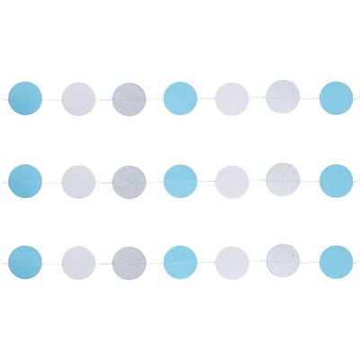 Гирлянда на нитке Круги голубые-белые-серебряные, 220 см
