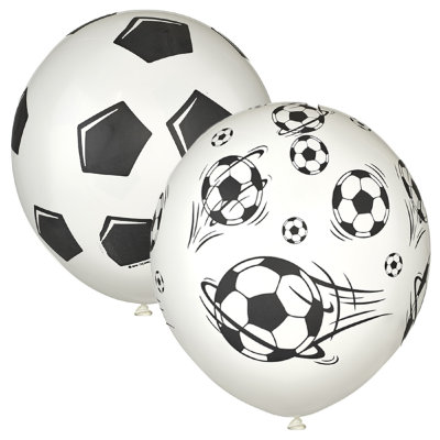 Футбольные мячи белые ассорти, воздушный шар с гелием, латексный, 30 см 