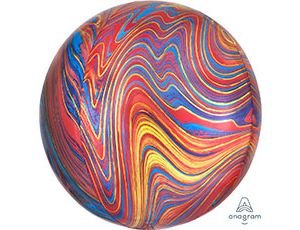 Сфера Разноцветный мрамор, фольгированный шар с гелием 16" (41 см)   