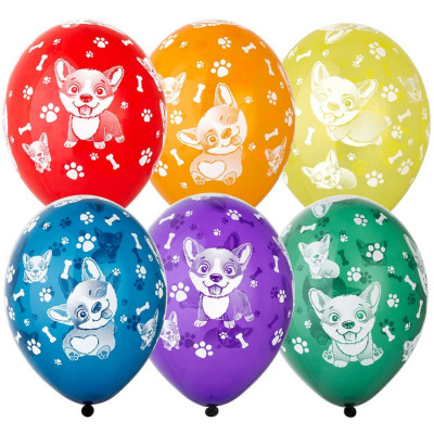 Воздушные шары с собачками Корги, кристалл, 30 см, 1 шт