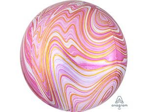 Сфера Розовый мрамор, фольгированный шар с гелием 16" (41 см)  