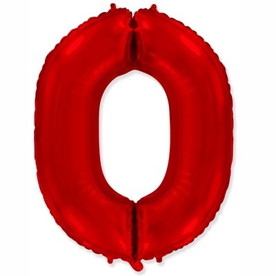 Фольгированная цифра 0 красная, с гелием, 102 см, на грузе