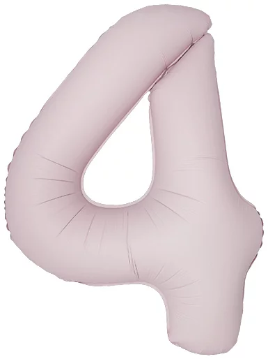 Шар цифра из фольги 4 пыльная роза, матовая, slim ( тонкая), 102 см, с гелием 
