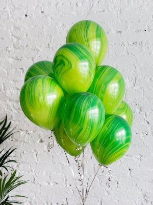 Агаты Зеленые, шары воздушные гелиевые, латексные, 30 см.  