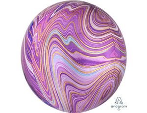 Сфера Фиолетовый мрамор, фольгированный шар с гелием 16" (41 см)   