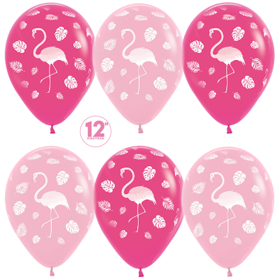 Фламинго и листья, воздушные шары с гелием, 30 см