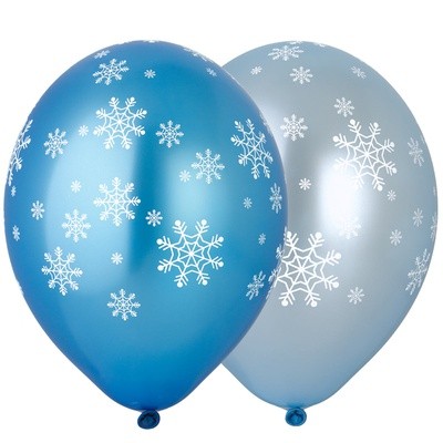 Снежинки, воздушные шары с гелием, металлик, 35 см