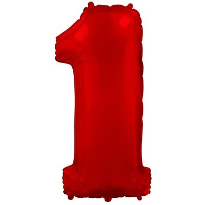 Фольгированный шар цифра 1 красная, с гелием, 102 см, на грузе 