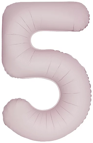 Шар цифра из фольги 5 пыльная роза, матовая, slim ( тонкая), 102 см, с гелием  