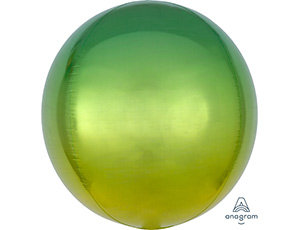 Сфера Омбре желто-зеленый, фольгированный шар с гелием 16" (41 см)   