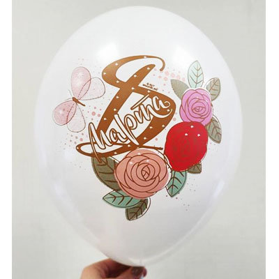 8 марта Розы, шар воздушный с гелием, латексный 35 см