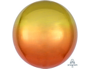 Сфера Омбре желто-оранжевый, фольгированный шар с гелием 16" (41 см)    