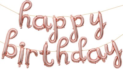 Набор шаров-букв  Надпись "Happy Birthday",цвет розовое золото курсив, размер букв 43 см, с воздухом, не летает  