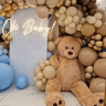 Фотозона "Oh, Baby" с плюшевым мишкой, голубая пастель, белый песок, шоколадный, золотой хром