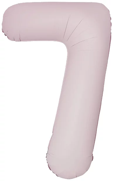 Шар цифра из фольги 7 пыльная роза, матовая, slim ( тонкая), 102 см, с гелием   