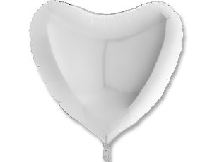 Сердце фольгированное, белый , 90 см